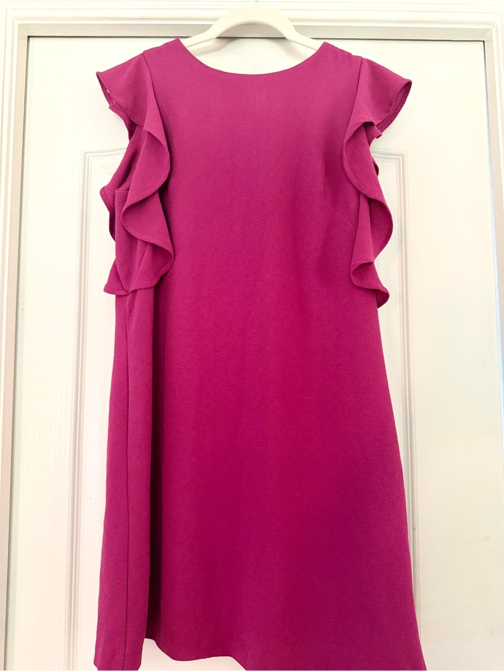 Nicole Miller Magenta Ruffle-Trim Midi Dress